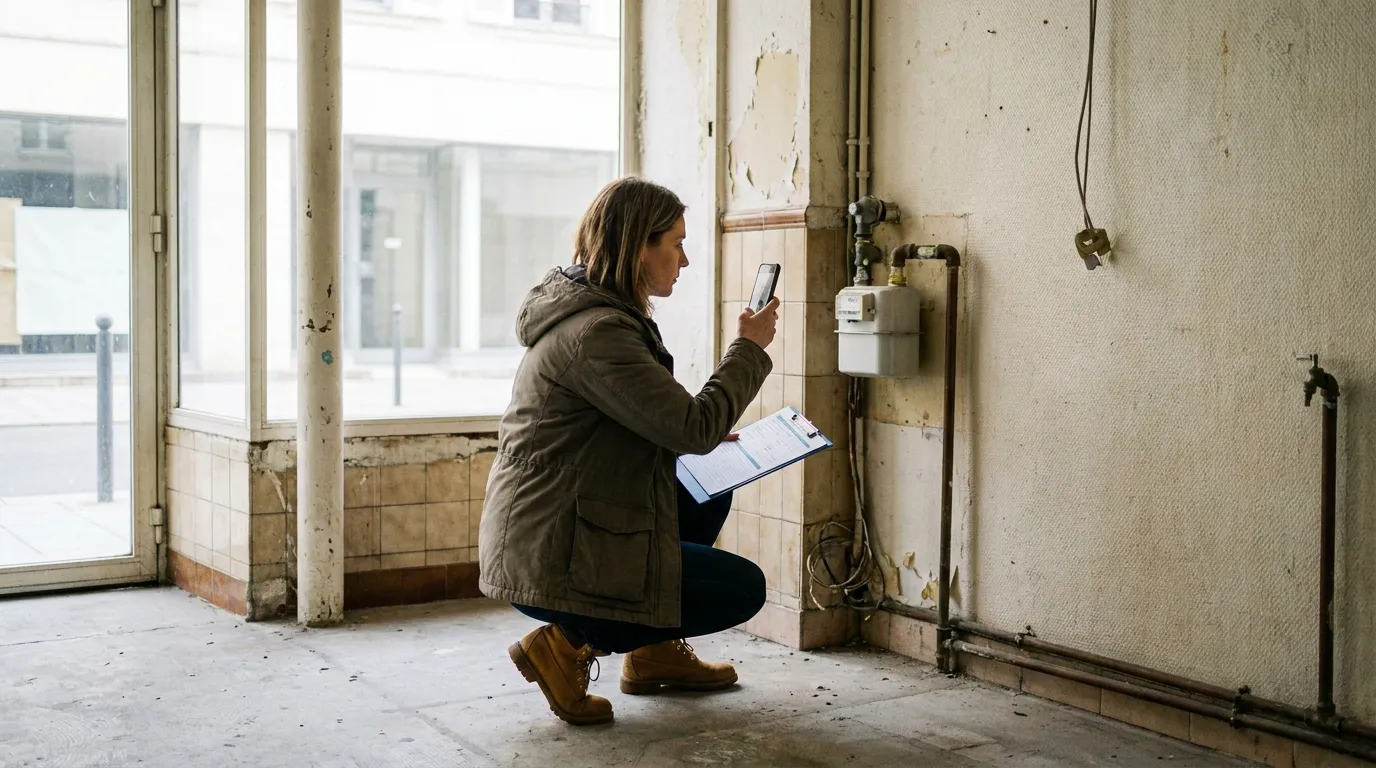 État des lieux d'un local commercial avec relevé de compteurs