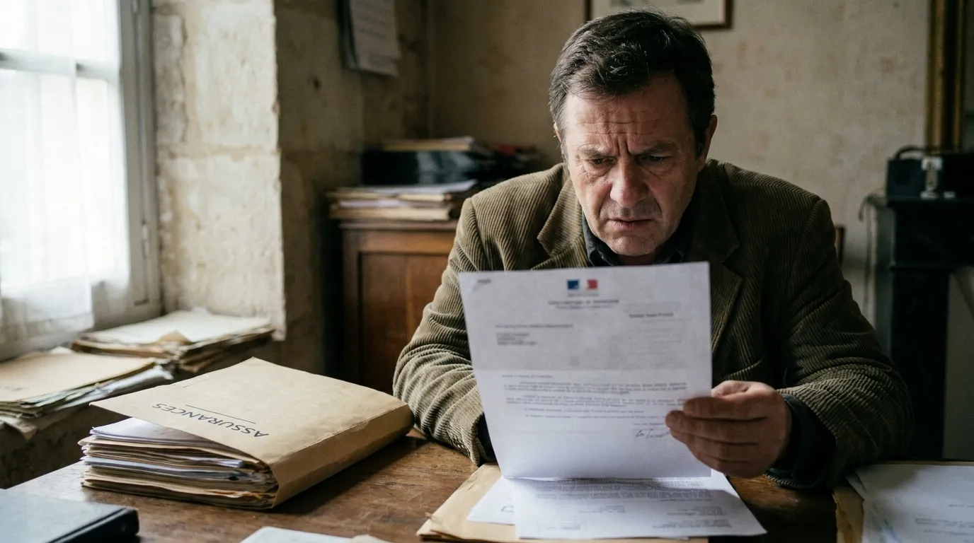 Commerçant relisant un courrier de refus d'indemnisation