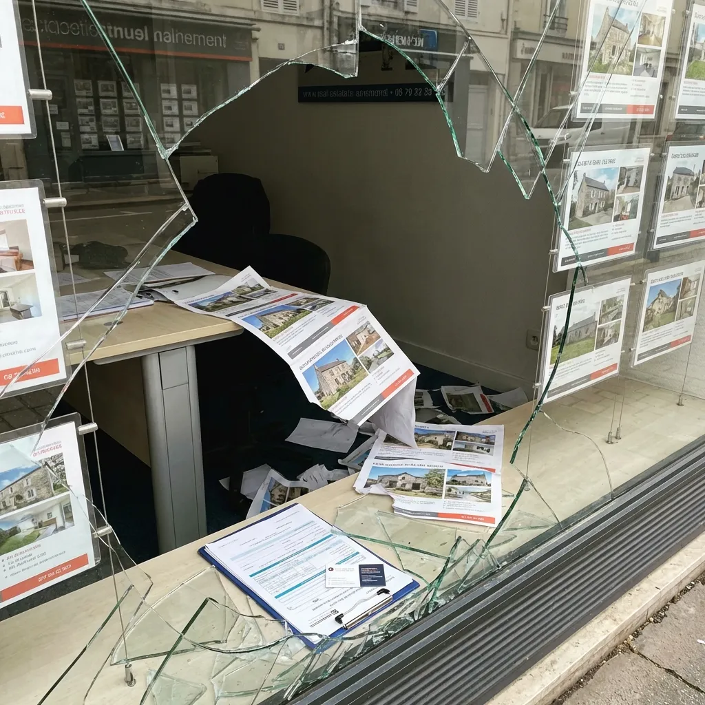 Bris de vitrine — agence immobilière