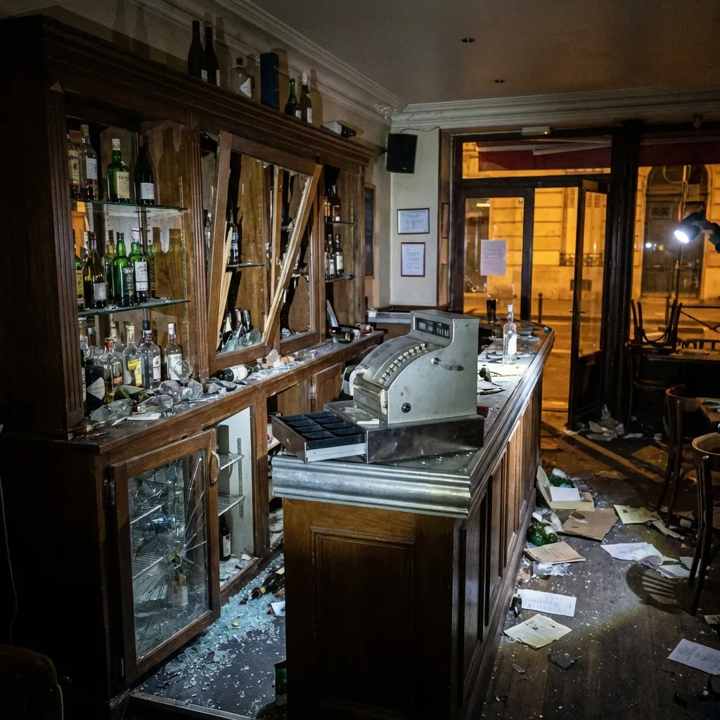 Vol et vandalisme — bar-brasserie