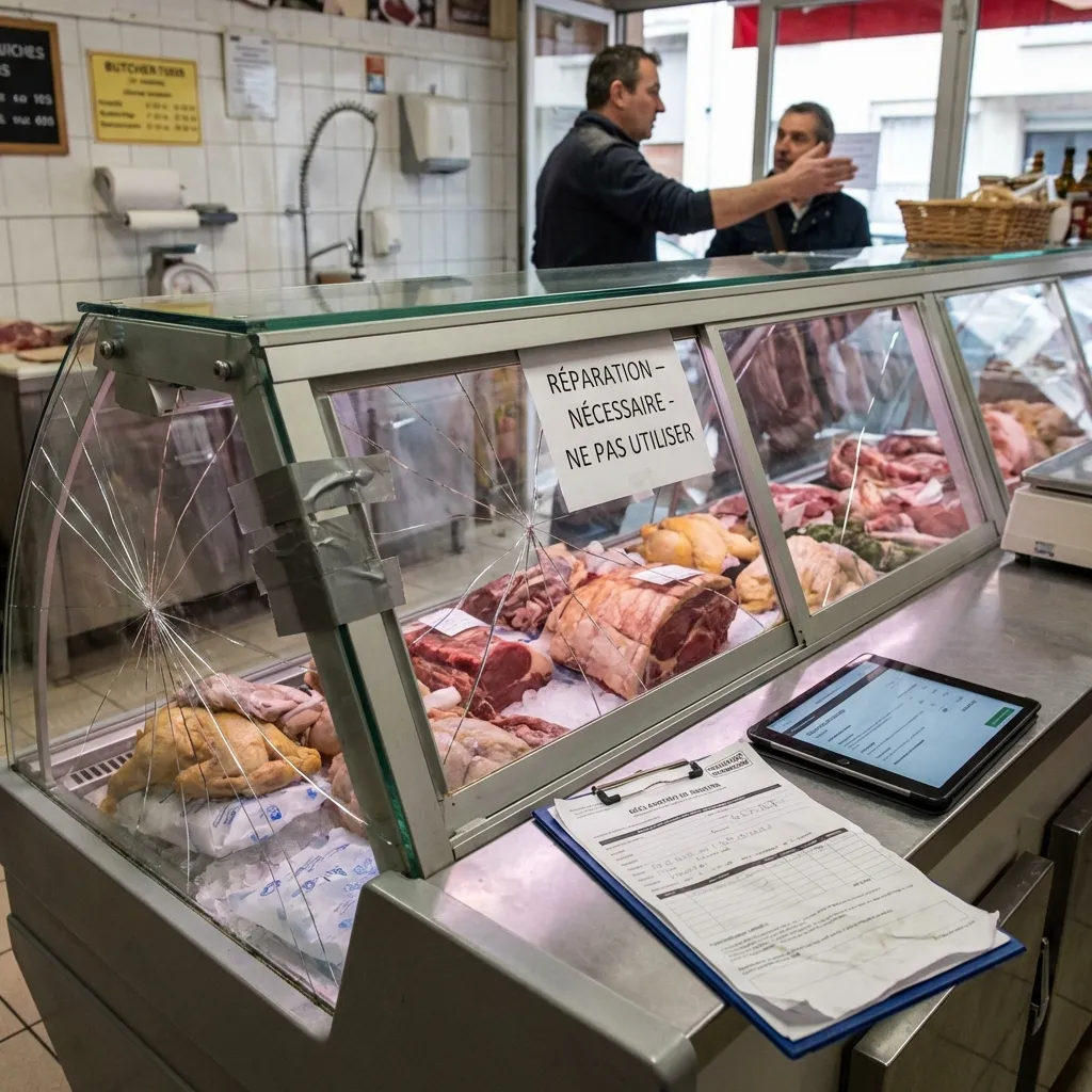Bris de vitrine réfrigérée — boucherie