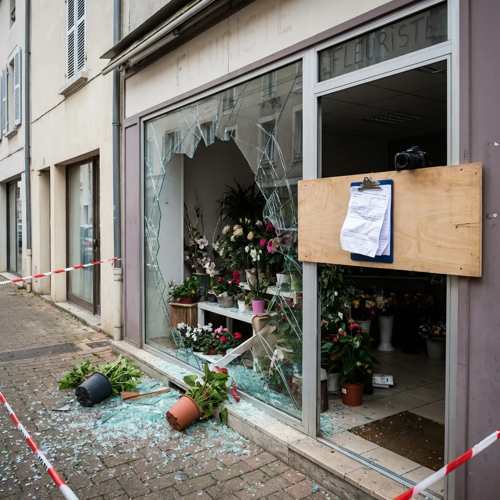 Bris de vitrine — fleuriste