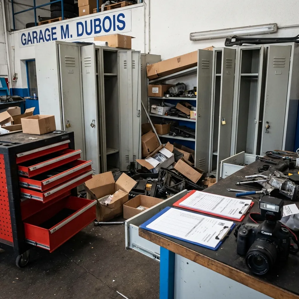 Vol d'outillage et de pièces — garage automobile