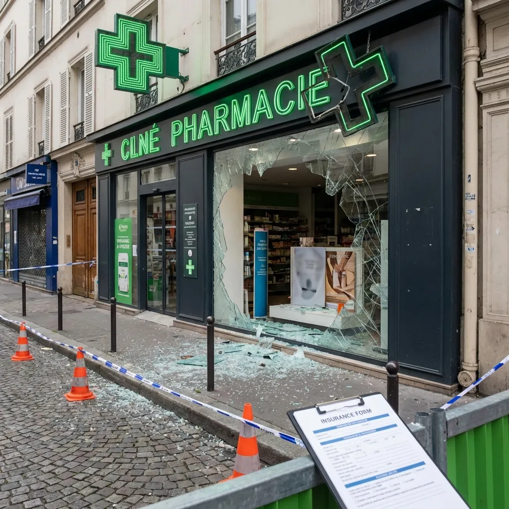 Bris de vitrine — pharmacie