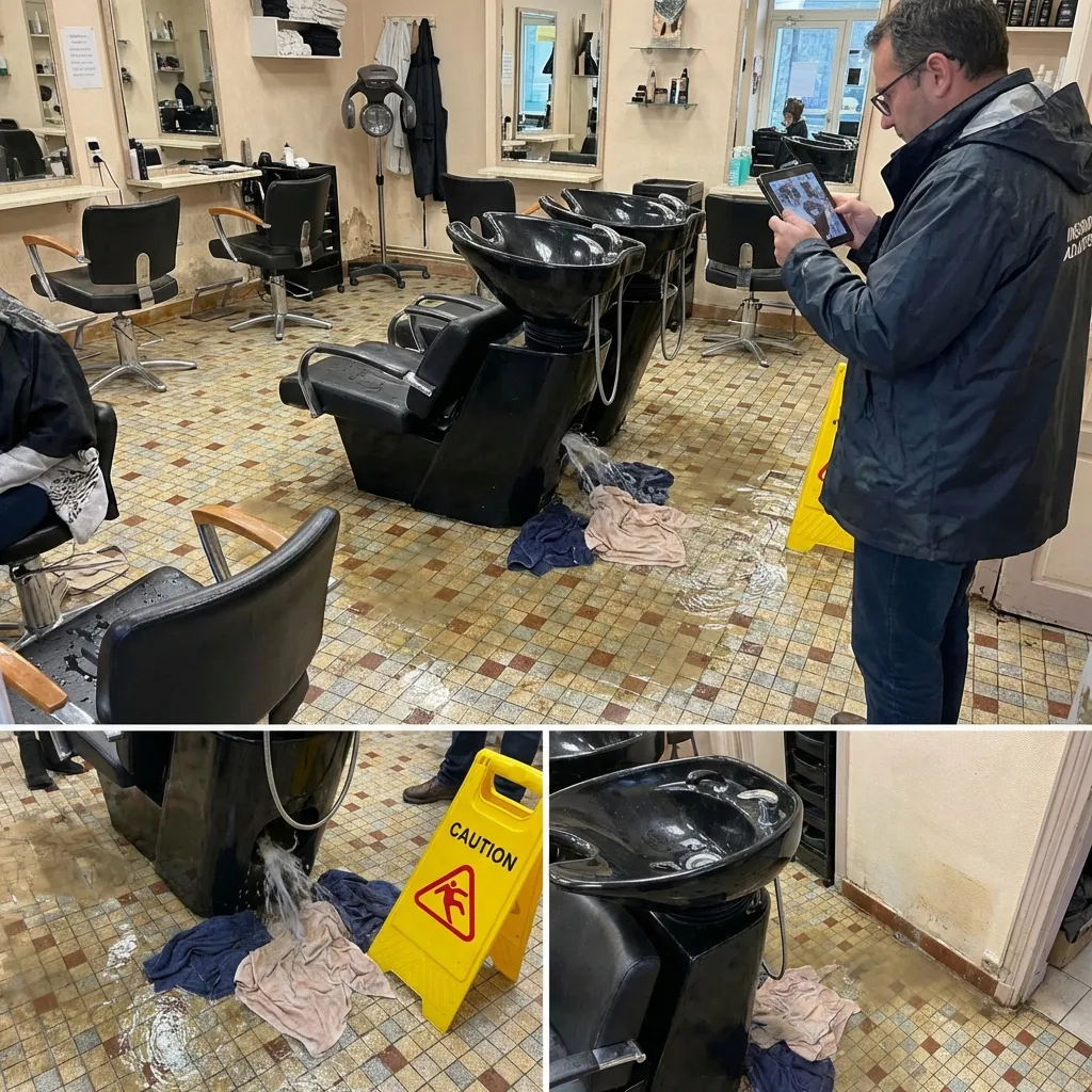 Dégât des eaux — salon de coiffure