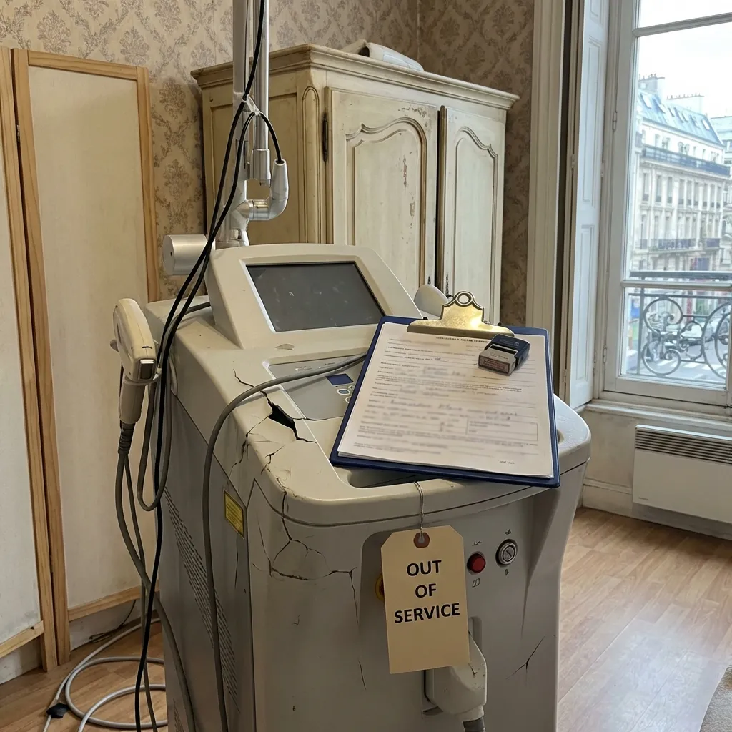 Bris de matériel — salon d'esthétique